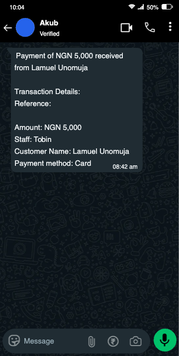 Notifications from Akub